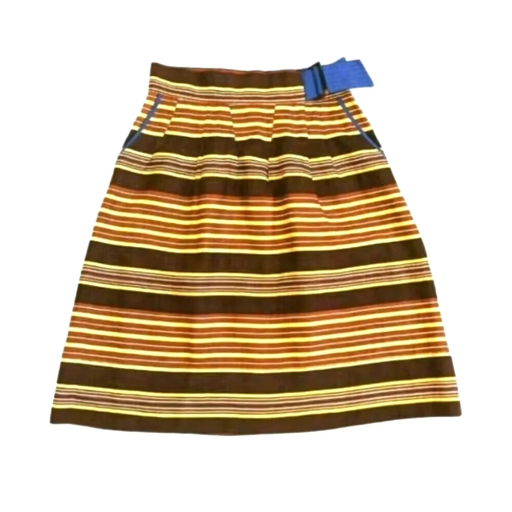 Vintage Faconnable Stripe A-line Linen Skirt Size 2